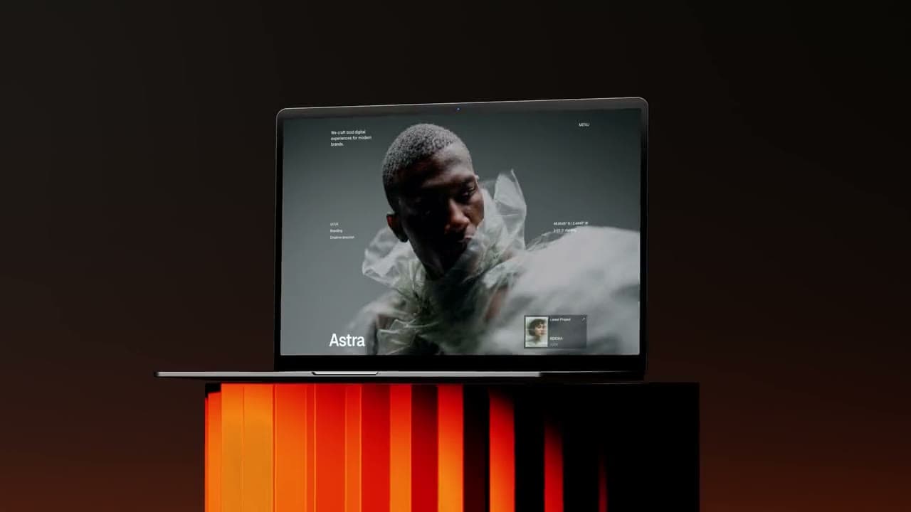 Astra UI/UX design, animated mockup