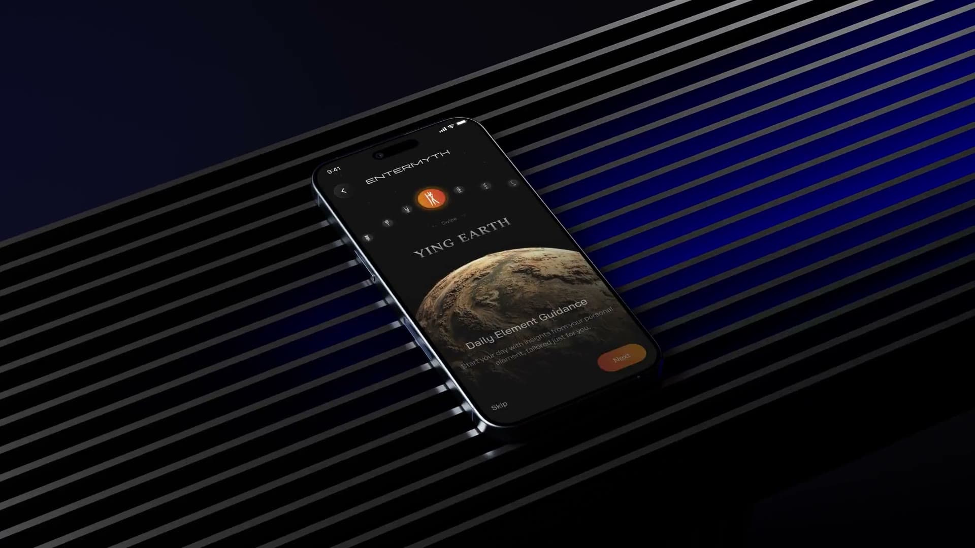 Entermyth UI/UX design, animated mockup